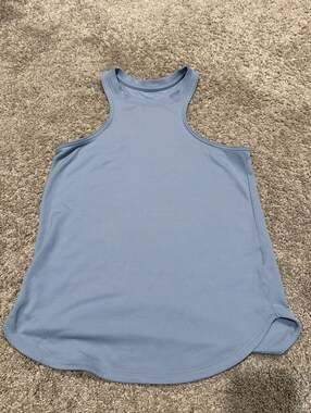 Nike Women's Dri-FIT Ribbed High Neck Racerback Training Tank Top Blue
